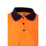 Two-tone polyester work polo with bird's eye effect – 160 g/m2, Velilla orange colour fifth view