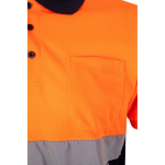 Two-tone polyester work polo with bird's eye effect – 160 g/m2, Velilla orange colour seventh view