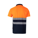 Two-tone polyester work polo with bird's eye effect – 160 g/m2, Velilla orange colour