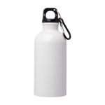 Recycled stainless steel bottle, carabiner, 400ml white colour