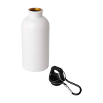 Recycled stainless steel bottle, carabiner, 400ml white colour