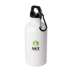 Recycled stainless steel bottle, carabiner, 400ml white colour