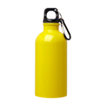 Recycled stainless steel bottle, carabiner, 400ml yellow colour