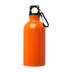 Recycled stainless steel bottle, carabiner, 400ml orange colour
