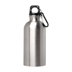 Recycled stainless steel bottle, carabiner, 400ml silver colour