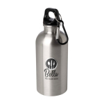 Recycled stainless steel bottle, carabiner, 400ml silver colour