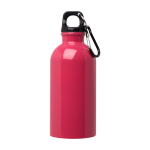 Recycled stainless steel bottle, carabiner, 400ml fuchsia colour