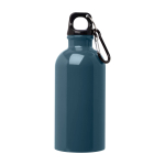 Recycled stainless steel bottle, carabiner, 400ml cyan blue colour