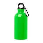 Recycled stainless steel bottle, carabiner, 400ml neon green colour