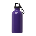 Recycled stainless steel bottle, carabiner, 400ml purple colour