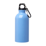 Recycled stainless steel bottle, carabiner, 400ml pastel blue colour