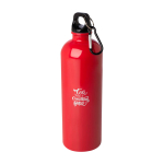 Recycled stainless steel bottle, carabiner, 750ml red colour