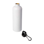 Recycled stainless steel bottle, carabiner, 750ml white colour