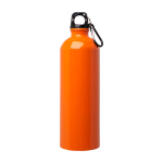 Recycled stainless steel bottle, carabiner, 750ml orange colour