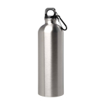 Recycled stainless steel bottle, carabiner, 750ml silver colour