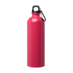 Recycled stainless steel bottle, carabiner, 750ml fuchsia colour