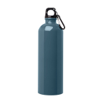 Recycled stainless steel bottle, carabiner, 750ml cyan blue colour