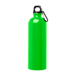 Recycled stainless steel bottle, carabiner, 750ml neon green colour