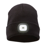 Ribbed stretch beanie, built-in front LED, 92 g/m2 black colour