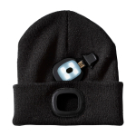 Ribbed stretch beanie, built-in front LED, 92 g/m2 black colour