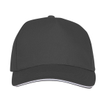 Sandwich-style cap, 5 panels, cotton, 175 g/m2 taupe grey colour