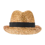 Breathable natural straw hat, customisable band black colour