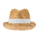 Breathable natural straw hat, customisable band white colour