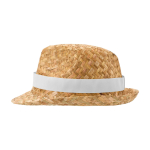 Breathable natural straw hat, customisable band white colour