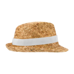 Breathable natural straw hat, customisable band white colour