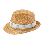 Breathable natural straw hat, customisable band white colour