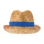 Breathable natural straw hat, customisable band royal blue colour