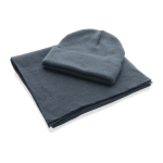 Elegant and sophisticated acrylic scarf, Polylana® blue gray colour third view