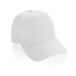 RPET sports cap with 6 panels and buckle closure white colour