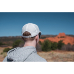 RPET sports cap with 6 panels and buckle closure white colour