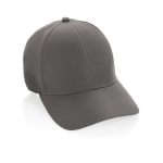 RPET sports cap with 6 panels and buckle closure grey colour