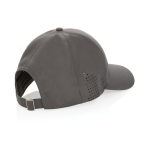 RPET sports cap with 6 panels and buckle closure grey colour