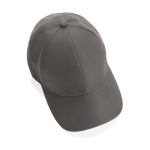 RPET sports cap with 6 panels and buckle closure grey colour