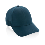 RPET sports cap with 6 panels and buckle closure navy-blue colour