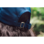 RPET sports cap with 6 panels and buckle closure navy-blue colour