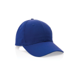 6-panel recycled cotton cap with velcro closure, 190 g/m² blue colour