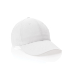 6-panel recycled cotton cap with velcro closure, 190 g/m² white colour