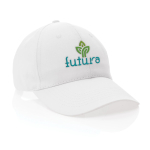 6-panel recycled cotton cap with velcro closure, 190 g/m² white colour