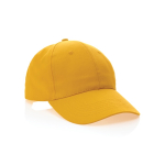 6-panel recycled cotton cap with velcro closure, 190 g/m² yellow colour