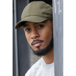 6-panel recycled cotton cap with velcro closure, 190 g/m² green colour