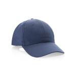 6-panel recycled cotton cap with velcro closure, 190 g/m² navy-blue colour