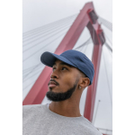 6-panel recycled cotton cap with velcro closure, 190 g/m² navy-blue colour