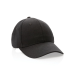 6-panel recycled cotton cap with AWARE™ tracer, 280 g/m² black colour