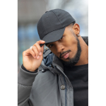 6-panel recycled cotton cap with AWARE™ tracer, 280 g/m² black colour ambient view 4