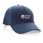 6-panel recycled cotton cap with AWARE™ tracer, 280 g/m² navy-blue colour view with logo