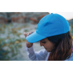 6-panel recycled cotton cap with AWARE™ tracer, 280 g/m² light blue colour